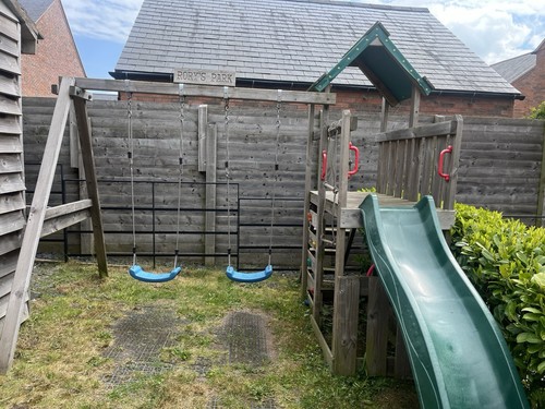 Wooden climbing frame playset - wooden,